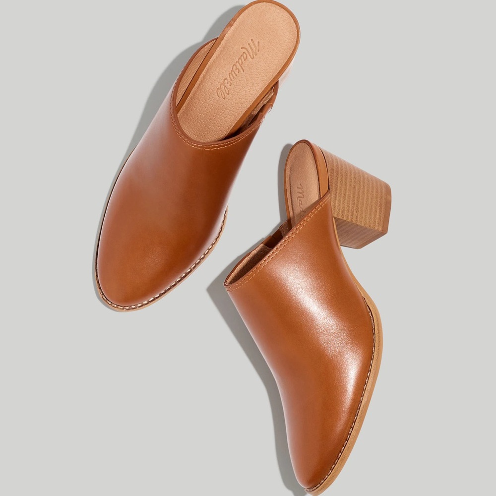 Madewell Tan Leather Slip-On Mules